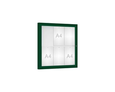 Schaukasten Klassik Farbe:RAL 6005|Verglasung:Securitglas|Abmessungen:6 A4 - B 750 x H 750 mm