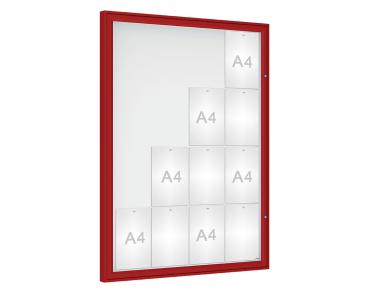 Schaukasten Klassik Farbe:RAL 3004|Verglasung:Securitglas|Abmessungen:16 A4 – B 1000 x H 1350 mm