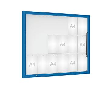 Schaukasten Klassik Farbe:RAL 5010|Verglasung:Securitglas|Abmessungen:18 A4 - B 1330 x H 1080 mm