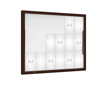 Schaukasten Klassik Farbe:RAL 8017|Verglasung:Securitglas|Abmessungen:18 A4 - B 1330 x H 1080 mm