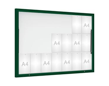 Schaukasten Klassik Farbe:RAL 6005|Verglasung:Securitglas|Abmessungen:21 A4 - B 1600 x H1130 mm