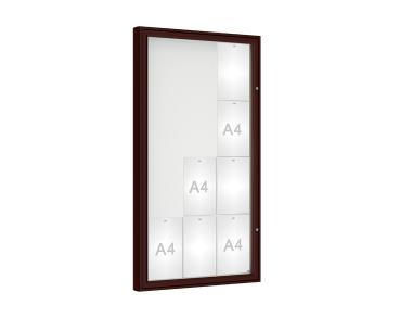 Schaukasten 1000 Farbe:RAL 8017|Verglasung:Plexichocs|Abmessungen:12 A4 – B 750 x H 1350 mm