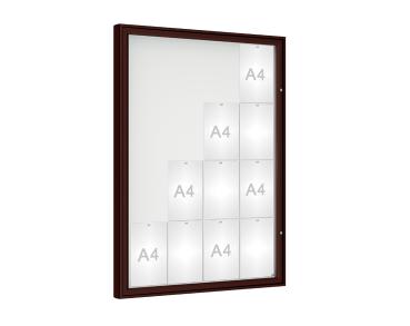 Schaukasten 1000 Farbe:RAL 8017|Verglasung:Plexichocs|Abmessungen:16 A4 – B 1000 x H 1350 mm