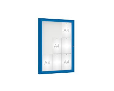 Schaukasten 1000 Farbe:RAL 5010|Verglasung:Plexichocs|Abmessungen:9 A4 - B 750 x H 1000 mm