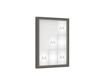 Schaukasten 1000 Farbe:Procity grau|Verglasung:Plexichocs|Abmessungen:9 A4 - B 750 x H 1000 mm