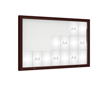 Schaukasten 1000 Farbe:RAL 8017|Verglasung:Plexichocs|Abmessungen:21 A4 - B 1600 x H 1000 mm