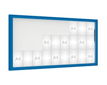 Schaukasten 1000 Farbe:RAL 5010|Verglasung:Plexichocs|Abmessungen:27 A4 - B 2010 x H 1000 mm
