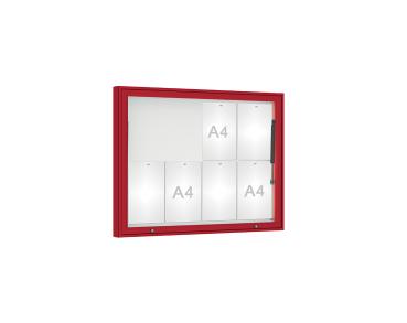 Schaukasten 1000 Farbe:RAL 3004|Verglasung:Plexichocs|Abmessungen:8 A4 - B 1000 x H 750 mm