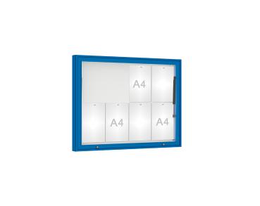 Schaukasten 1000 Farbe:RAL 5010|Verglasung:Plexichocs|Abmessungen:8 A4 - B 1000 x H 750 mm
