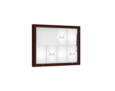 Schaukasten 1000 Farbe:RAL 8017|Verglasung:Plexichocs|Abmessungen:8 A4 - B 1000 x H 750 mm