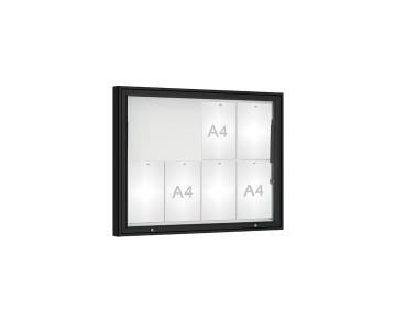 Schaukasten 1000 Farbe:RAL 9005|Verglasung:Plexichocs|Abmessungen:8 A4 - B 1000 x H 750 mm