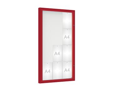 Schaukasten 1000 Farbe:RAL 3004|Verglasung:Securitglas|Abmessungen:12 A4 – B 750 x H 1350 mm
