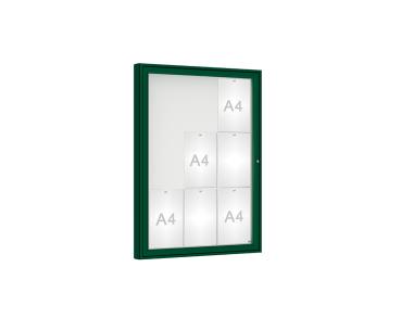 Schaukasten 1000 Farbe:RAL 6005|Verglasung:Securitglas|Abmessungen:9 A4 - B 750 x H 1000 mm