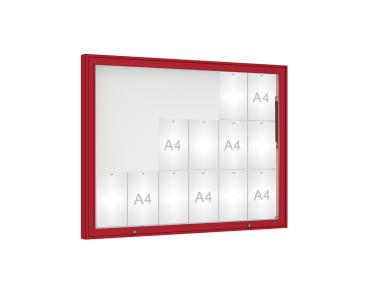 Schaukasten 1000 Farbe:RAL 3004|Verglasung:Securitglas|Abmessungen:18 A4 - B 1350 x H 1000 mm
