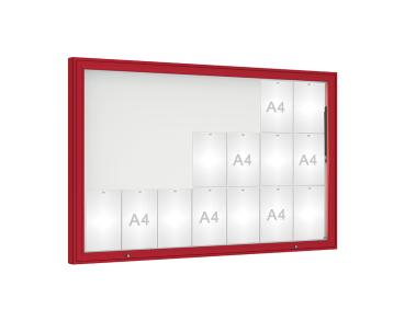 Schaukasten 1000 Farbe:RAL 3004|Verglasung:Securitglas|Abmessungen:21 A4 - B 1600 x H 1000 mm