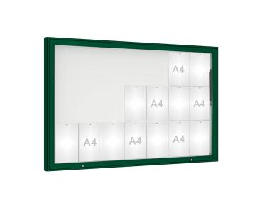 Schaukasten 1000 Farbe:RAL 6005|Verglasung:Securitglas|Abmessungen:21 A4 - B 1600 x H 1000 mm