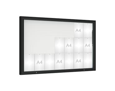 Schaukasten 1000 Farbe:RAL 9005|Verglasung:Securitglas|Abmessungen:21 A4 - B 1600 x H 1000 mm