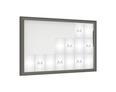 Schaukasten 1000 Farbe:Procity grau|Verglasung:Securitglas|Abmessungen:21 A4 - B 1600 x H 1000 mm