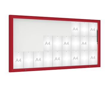 Schaukasten 1000 Farbe:RAL 3004|Verglasung:Securitglas|Abmessungen:27 A4 - B 2010 x H 1000 mm