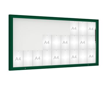Schaukasten 1000 Farbe:RAL 6005|Verglasung:Securitglas|Abmessungen:27 A4 - B 2010 x H 1000 mm