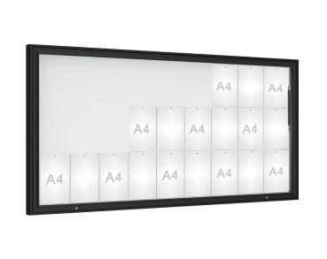 Schaukasten 1000 Farbe:RAL 9005|Verglasung:Securitglas|Abmessungen:27 A4 - B 2010 x H 1000 mm