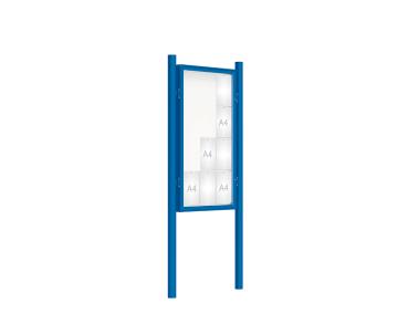 Schaukasten 2000 mit Pfosten Ø 76 mm Farbe:RAL 5010|Abmessungen:12 A4 - B 750 x H 1350 mm - Flügeltür|Pfosten:Pfosten-Set zum Einbetonieren - Ohne Titelleiste