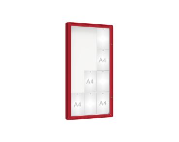 Schaukasten 2000 Farbe:RAL 3004|Verglasung:Plexichocs|Abmessungen:12 A4 - B 750 x H 1350 mm
