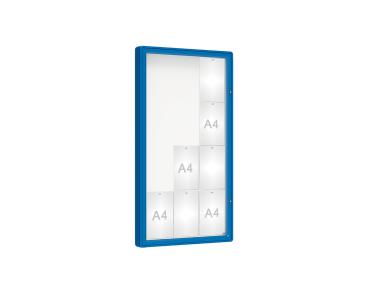 Schaukasten 2000 Farbe:RAL 5010|Verglasung:Plexichocs|Abmessungen:12 A4 - B 750 x H 1350 mm