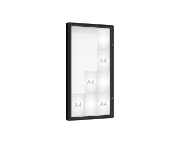 Schaukasten 2000 Farbe:RAL 9005|Verglasung:Plexichocs|Abmessungen:12 A4 - B 750 x H 1350 mm