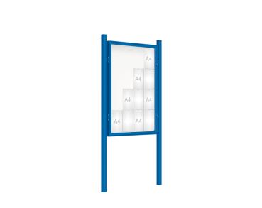 Schaukasten 2000 mit Pfosten Ø 76 mm Farbe:RAL 5010|Abmessungen:16 A4 - B 1000 x H 1350 mm - Flügeltür|Pfosten:Pfosten-Set zum Einbetonieren - Ohne Titelleiste