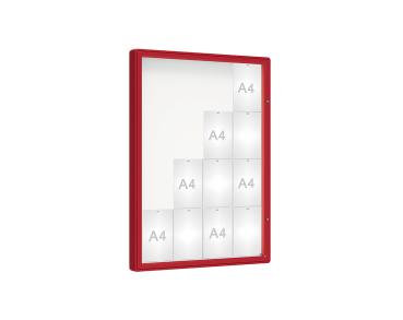 Schaukasten 2000 Farbe:RAL 3004|Verglasung:Plexichocs|Abmessungen:16 A4 - B 1000 x H 1350 mm