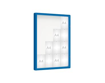 Schaukasten 2000 Farbe:RAL 5010|Verglasung:Plexichocs|Abmessungen:16 A4 - B 1000 x H 1350 mm