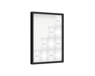 Schaukasten 2000 Farbe:RAL 9005|Verglasung:Plexichocs|Abmessungen:16 A4 - B 1000 x H 1350 mm