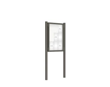 Schaukasten 2000 mit Pfosten Ø 76 mm Farbe:Procity grau|Abmessungen:9 A4 - B 750 x H 1000 mm - Flügeltür|Pfosten:Pfosten-Set zum Einbetonieren - Ohne Titelleiste