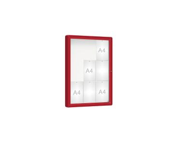 Schaukasten 2000 Farbe:RAL 3004|Verglasung:Plexichocs|Abmessungen:9 A4 - B 750 x H 1000 mm