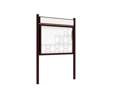 Schaukasten 2000 mit Pfosten Ø 76 mm Farbe:RAL 8017|Abmessungen:21 A4 - B 1600 x H 1000 mm - Klapptür|Pfosten:Pfosten-Set zum Einbetonieren - Mit Titelleiste