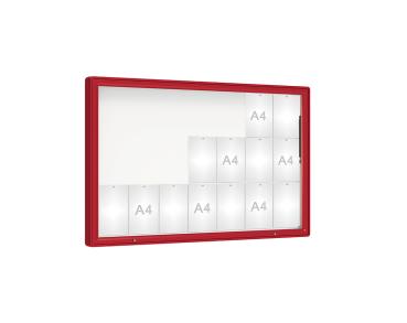 Schaukasten 2000 Farbe:RAL 3004|Verglasung:Plexichocs|Abmessungen:21 A4 - B 1600 x H 1000 mm