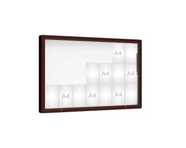 Schaukasten 2000 Farbe:RAL 8017|Verglasung:Plexichocs|Abmessungen:21 A4 - B 1600 x H 1000 mm