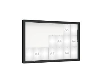 Schaukasten 2000 Farbe:RAL 9005|Verglasung:Plexichocs|Abmessungen:21 A4 - B 1600 x H 1000 mm