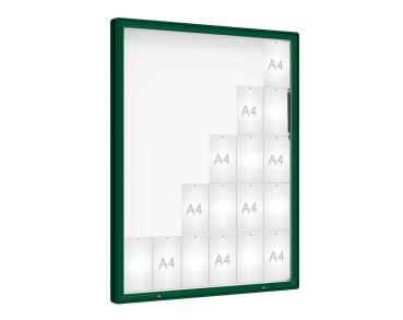 Schaukasten 2000 Farbe:RAL 6005|Verglasung:Plexichocs|Abmessungen:30 A4 - B 1350 x H 1710 mm