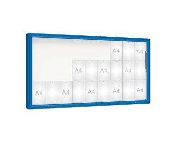 Schaukasten 2000 Farbe:RAL 5010|Verglasung:Plexichocs|Abmessungen:27 A4 - B 2010 x H 1000 mm