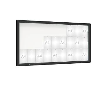 Schaukasten 2000 Farbe:RAL 9005|Verglasung:Plexichocs|Abmessungen:27 A4 - B 2010 x H 1000 mm