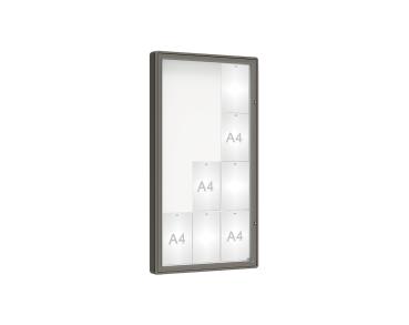 Schaukasten 2000 Farbe:Procity grau|Verglasung:Securitglas|Abmessungen:12 A4 - B 750 x H 1350 mm