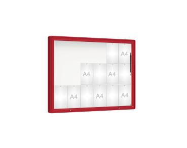 Schaukasten 2000 Farbe:RAL 3004|Verglasung:Securitglas|Abmessungen:18 A4 - B 1350 x H 1000 mm