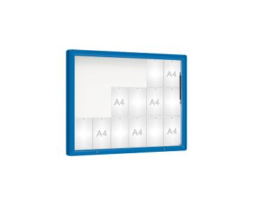 Schaukasten 2000 Farbe:RAL 5010|Verglasung:Securitglas|Abmessungen:18 A4 - B 1350 x H 1000 mm