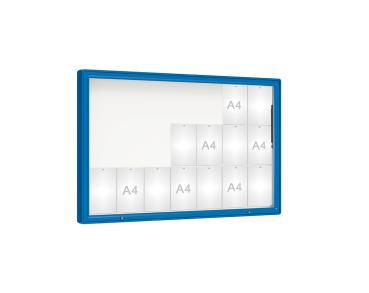 Schaukasten 2000 Farbe:RAL 5010|Verglasung:Securitglas|Abmessungen:21 A4 - B 1600 x H 1000 mm