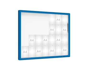 Schaukasten 2000 Farbe:RAL 5010|Verglasung:Securitglas|Abmessungen:28 A4 - B 1710 x H 1350 mm