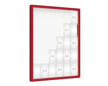 Schaukasten 2000 Farbe:RAL 3004|Verglasung:Securitglas|Abmessungen:30 A4 - B 1350 x H 1710 mm