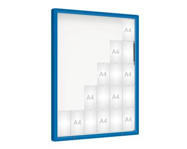 Schaukasten 2000 Farbe:RAL 5010|Verglasung:Securitglas|Abmessungen:30 A4 - B 1350 x H 1710 mm