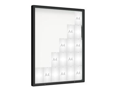 Schaukasten 2000 Farbe:RAL 9005|Verglasung:Securitglas|Abmessungen:30 A4 - B 1350 x H 1710 mm